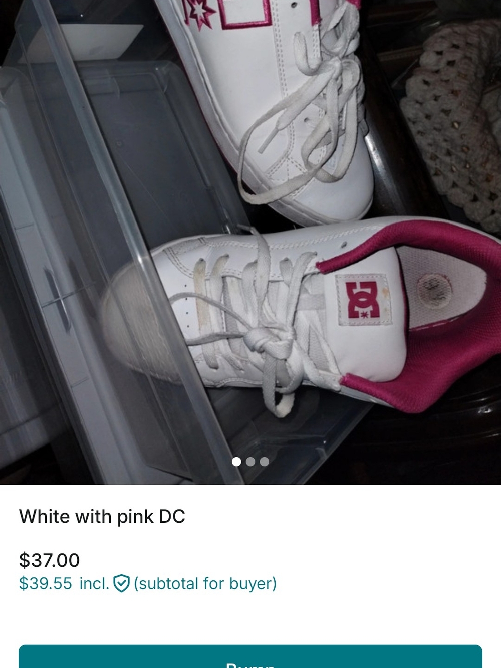 DC White and Pink Kids' Sneakers